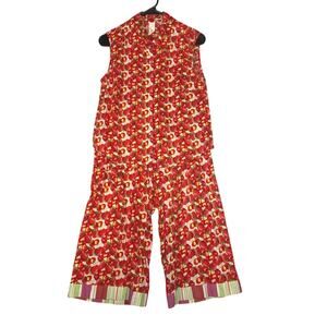 Natori Josie Strawberry Print 100% Cotton 2 Piece Draw Waist Sz Small Pajamas